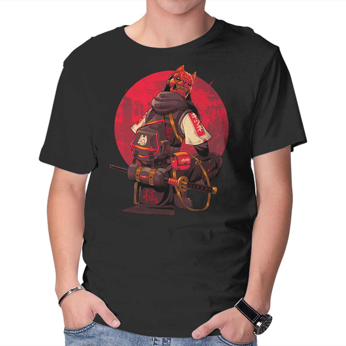 Red Kitsune Samurai Graphic T-Shirt