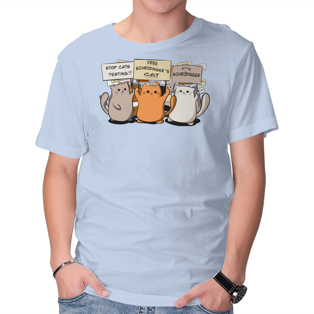 Cats Protest – Cat Graphic T-Shirt in blue, product display