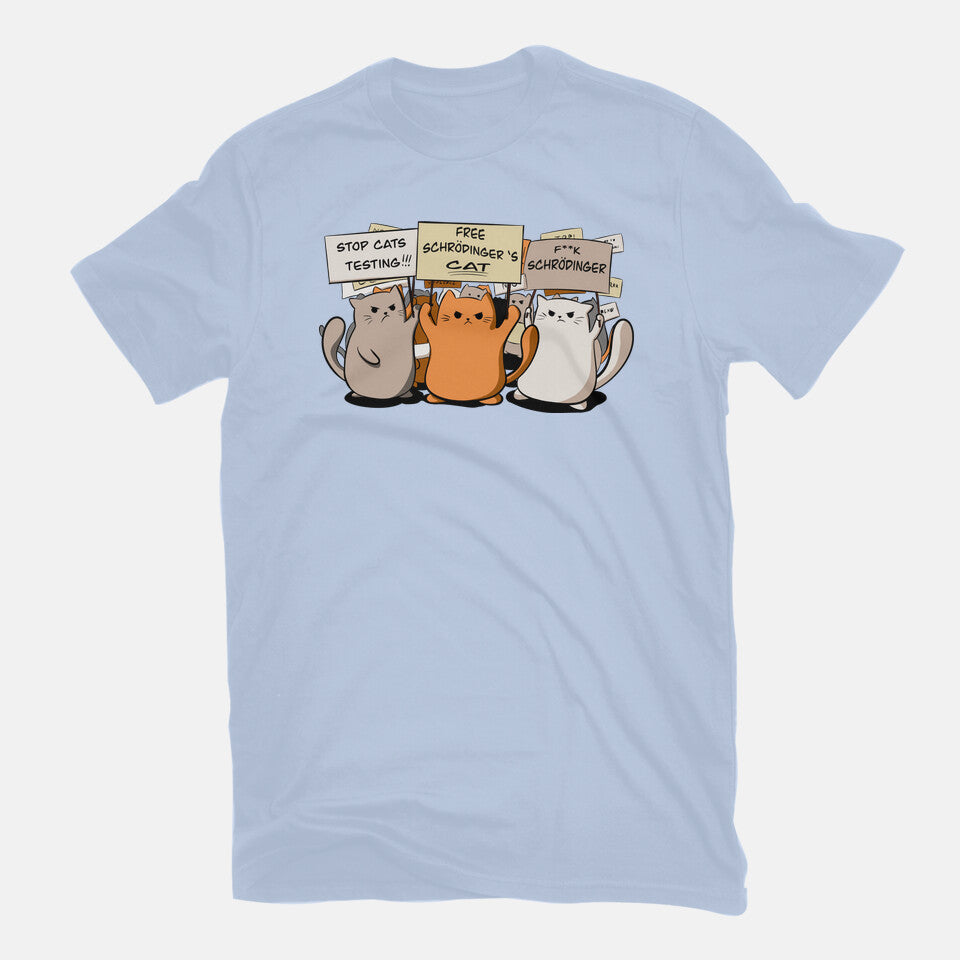 Cats Protest – Cat Graphic T-Shirt in blue, flat-lay product view