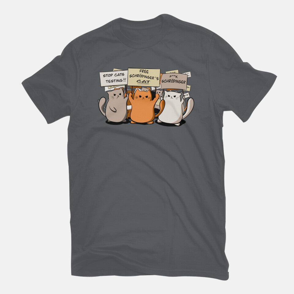 Cats Protest – Cat Graphic T-Shirt in charcoal, flat-lay product view