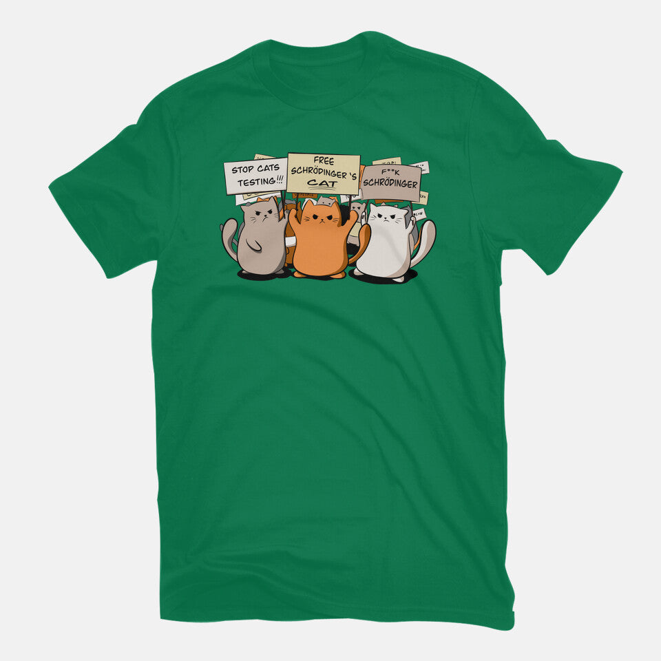 Cats Protest – Cat Graphic T-Shirt in green, flat-lay product view