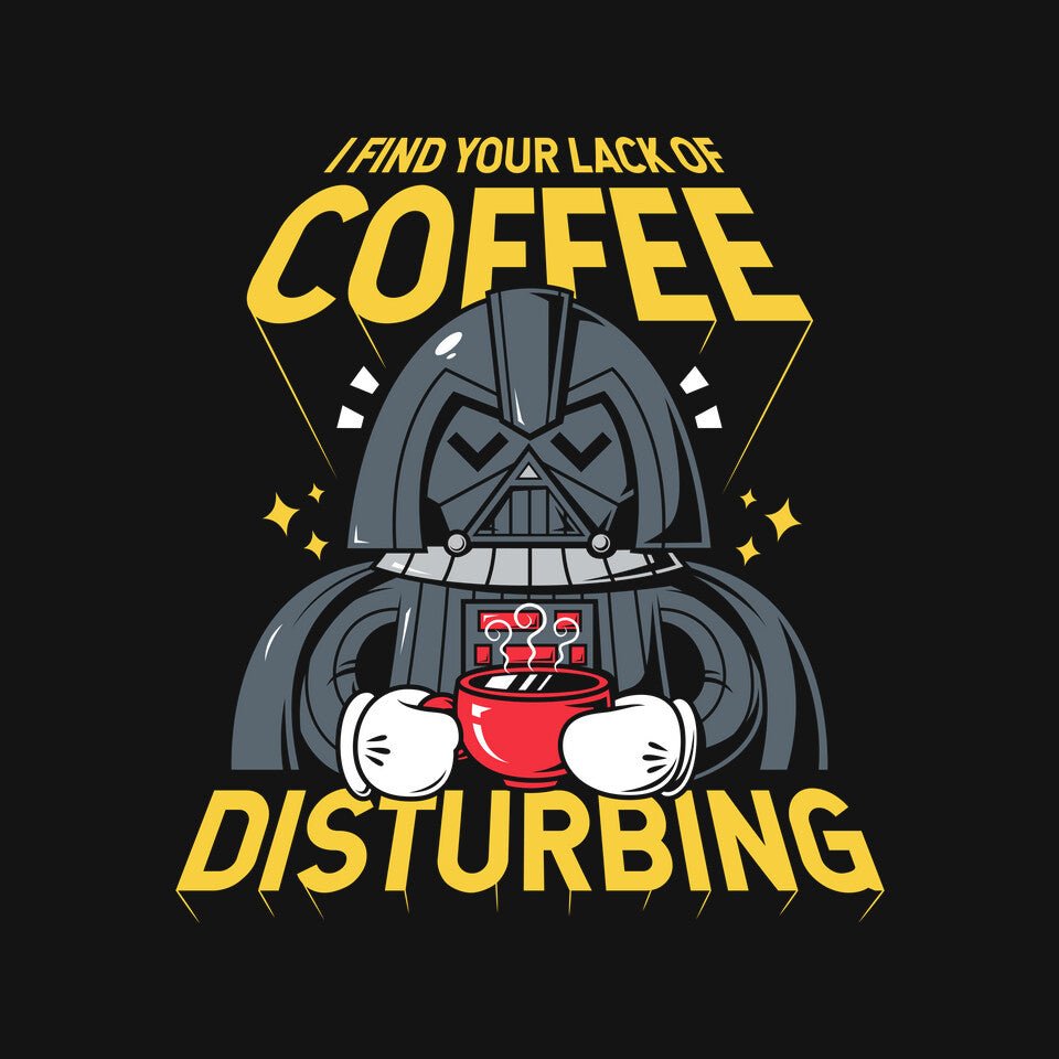 Coffee Disturbing – Sci-Fi Graphic T-Shirt design artwork for black graphic T-shirt