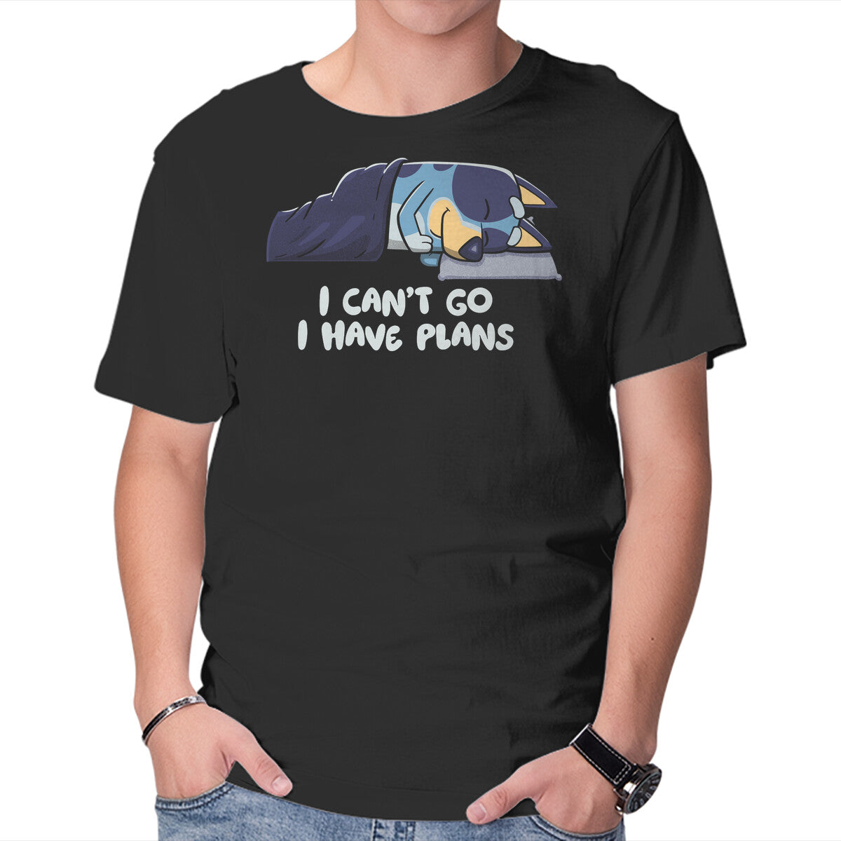 I Can't Go Bluey – Dog Graphic T-Shirt in black, product display
