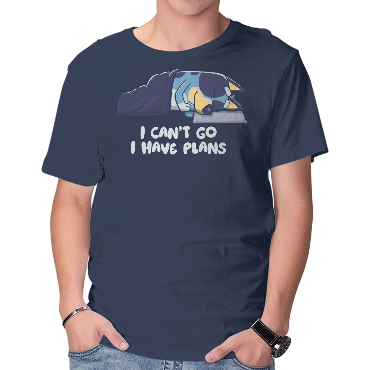I Can't Go Bluey – Dog Graphic T-Shirt in navy, product display