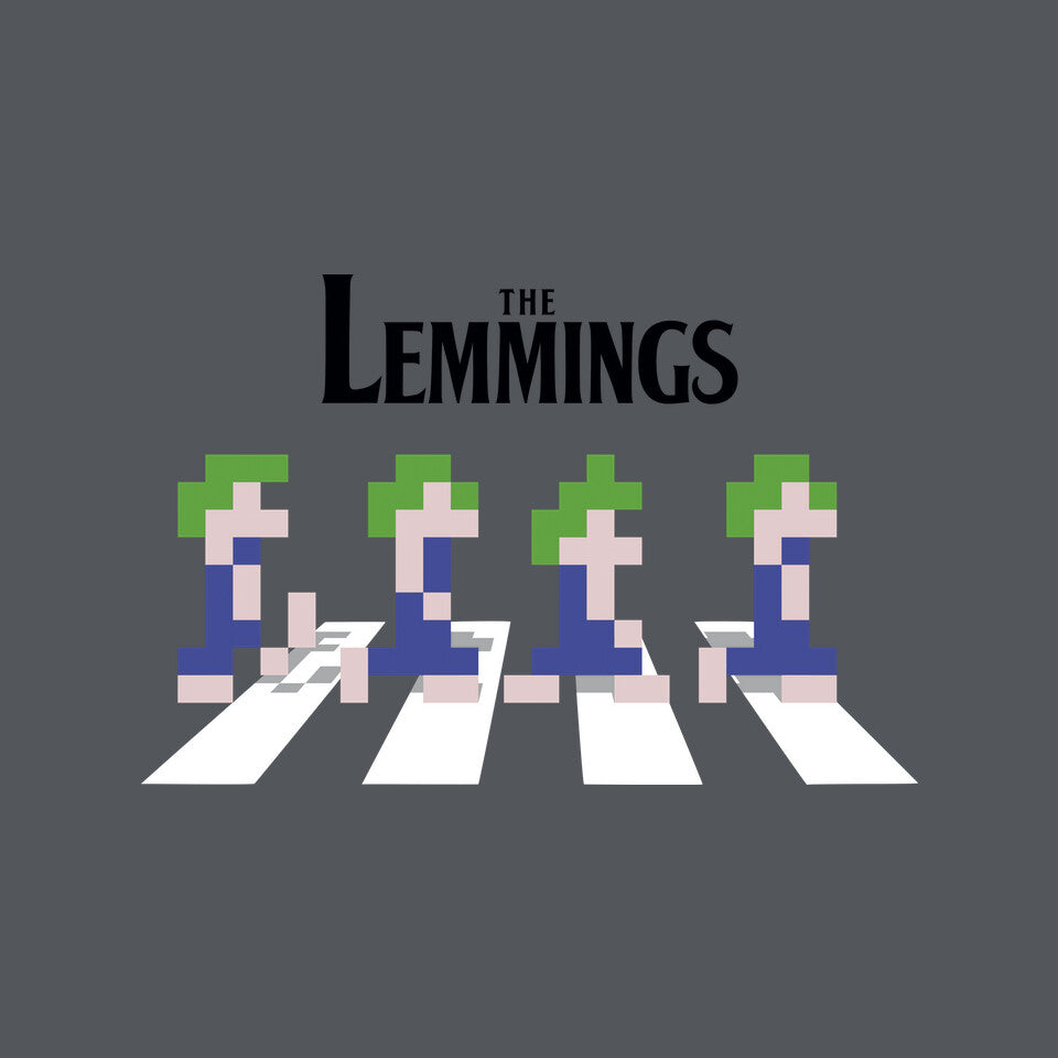 Lemmings Road – Gaming Graphic T-Shirt design artwork for charcoal graphic T-shirt