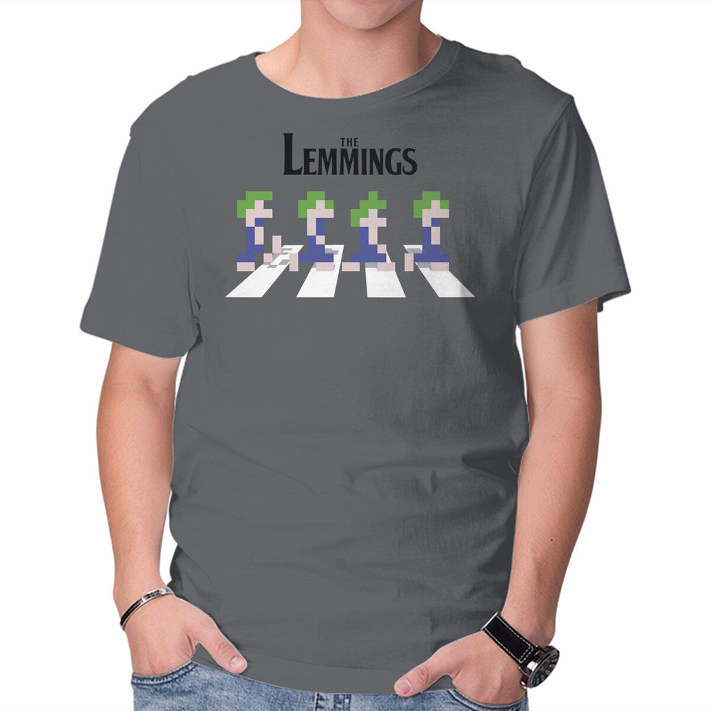 Lemmings Road – Gaming Graphic T-Shirt in charcoal, product display