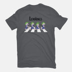 Lemmings Road – Gaming Graphic T-Shirt in charcoal, flat-lay product view