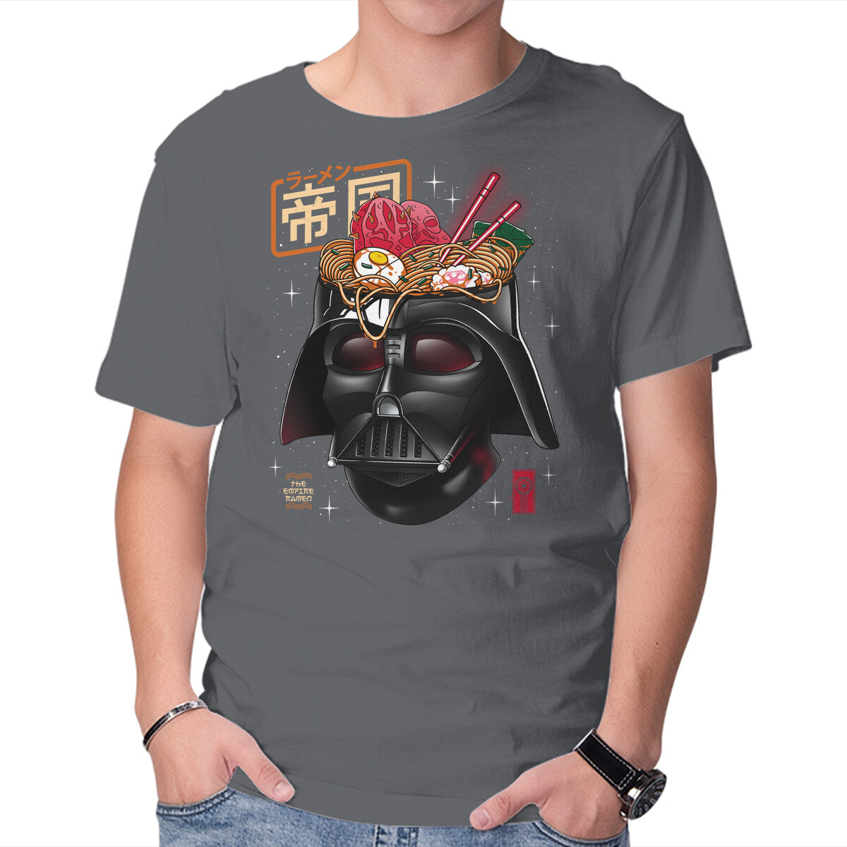Empire Ramen – Sci-Fi Graphic T-Shirt in charcoal, product display