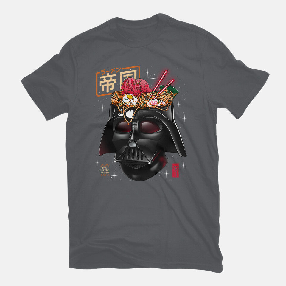 Empire Ramen – Sci-Fi Graphic T-Shirt in charcoal, flat-lay product view