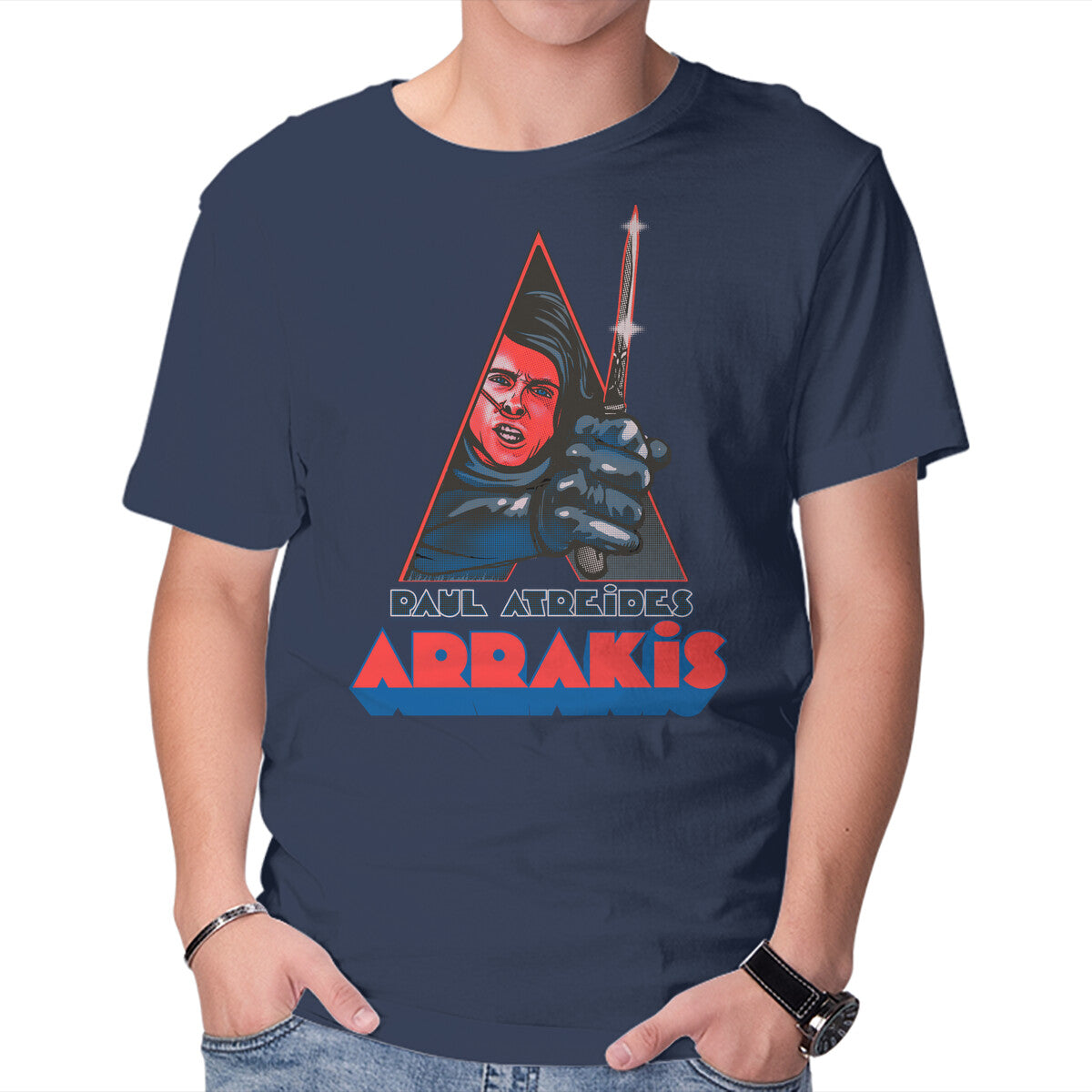 Clockwork Arrakis – Sci-Fi Graphic T-Shirt in navy, product display