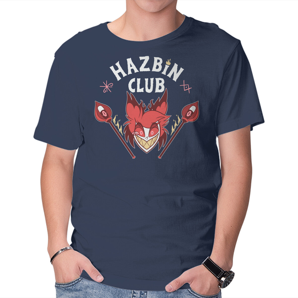 Hazbin Club – Funny Graphic T-Shirt in navy, product display