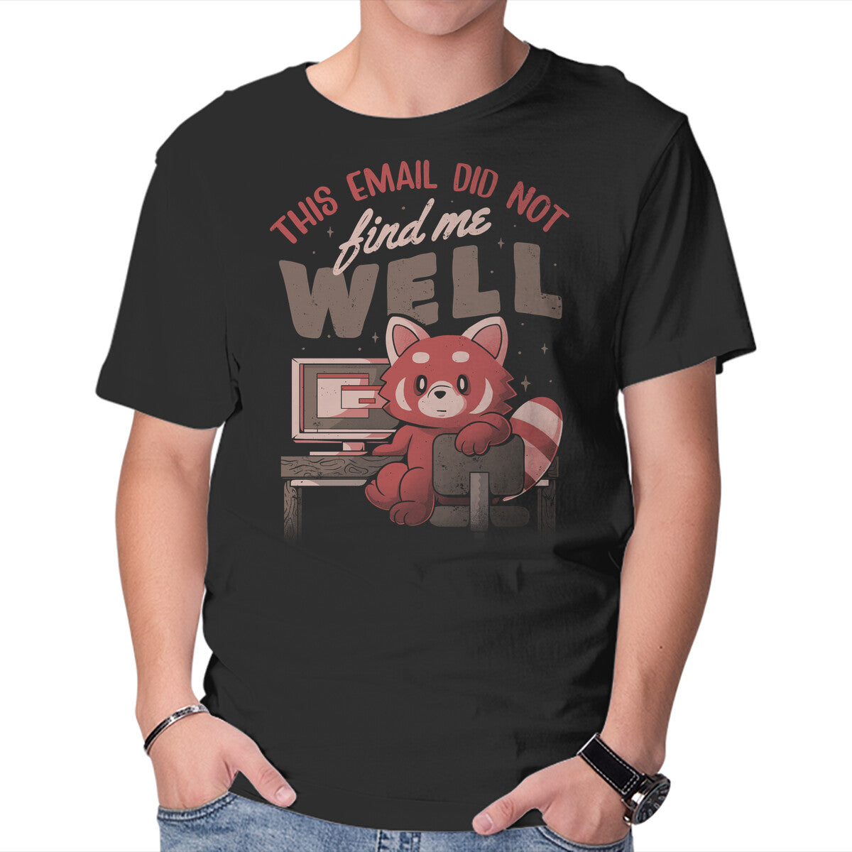 This Email Did Not Find Me Well – Animal Graphic T-Shirt in black, product display