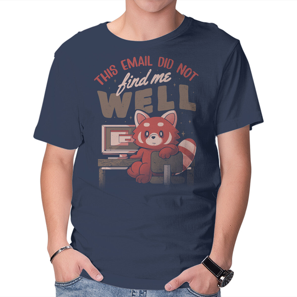 This Email Did Not Find Me Well – Animal Graphic T-Shirt in navy, product display