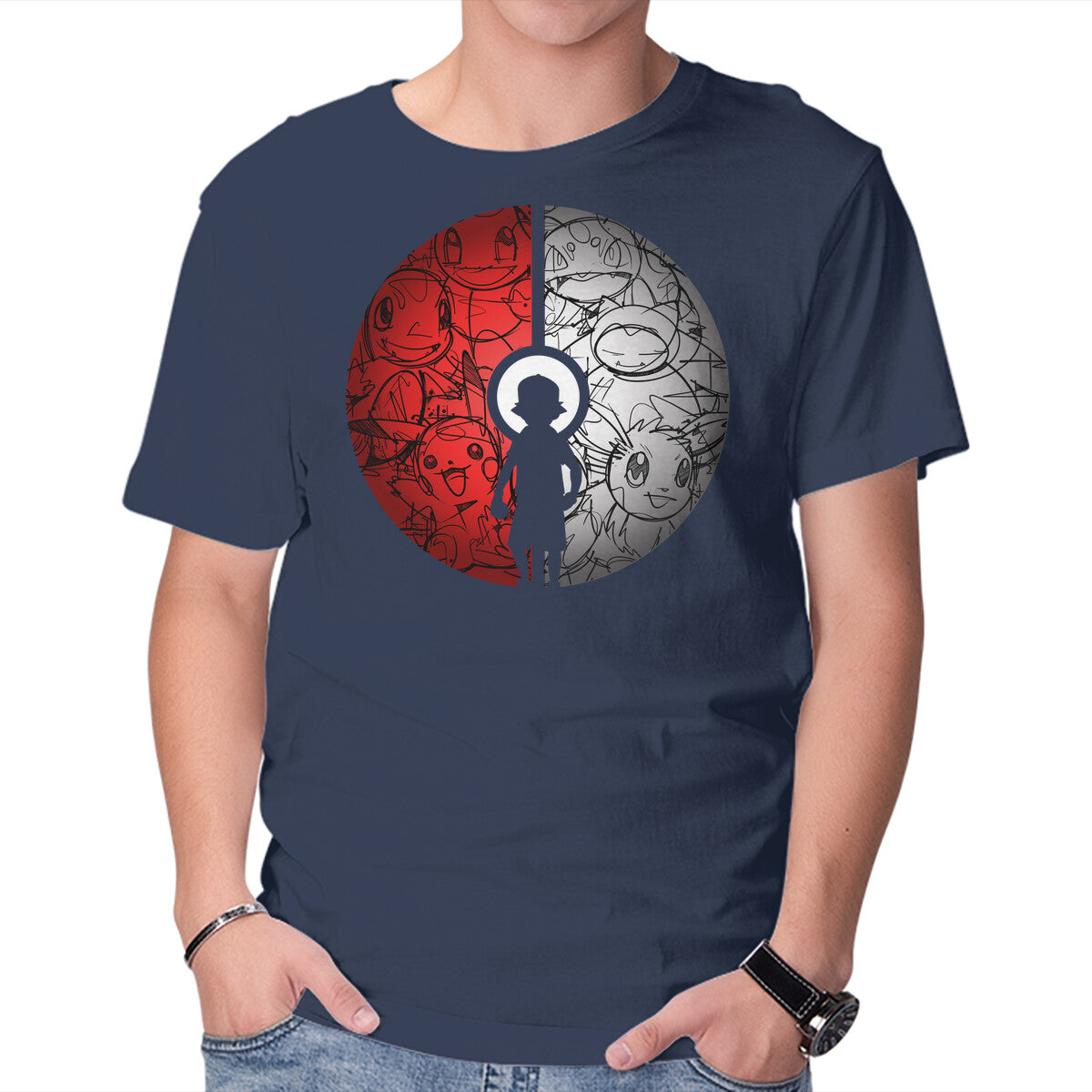 I Got Them – Anime Graphic T-Shirt in navy, product display