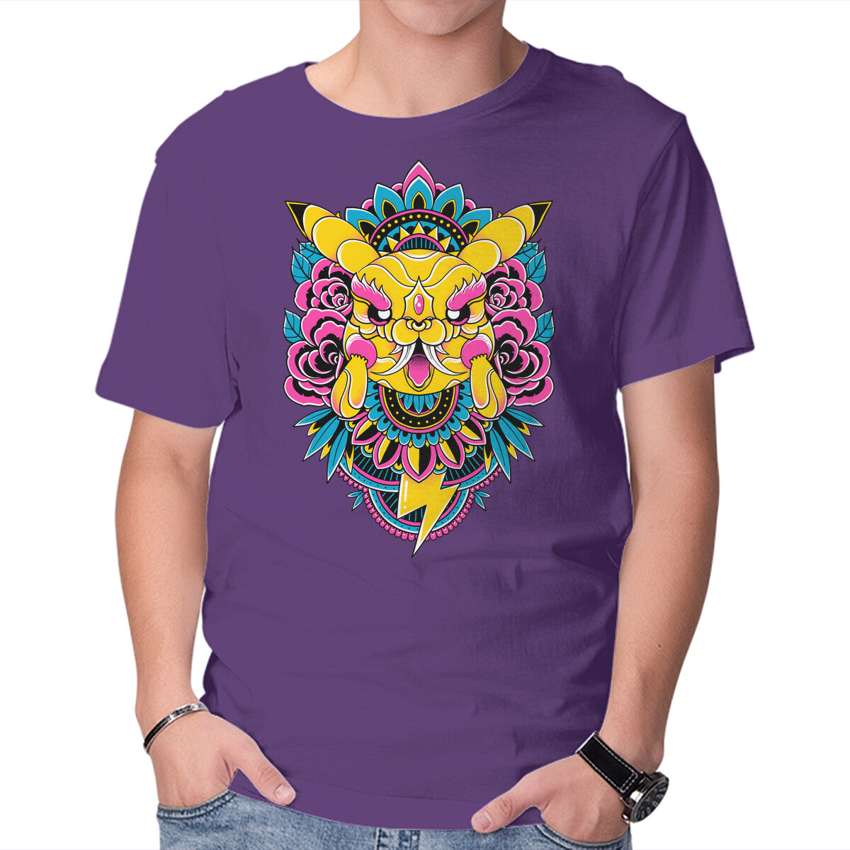 Lightning Monster – Anime Graphic T-Shirt in purple, product display