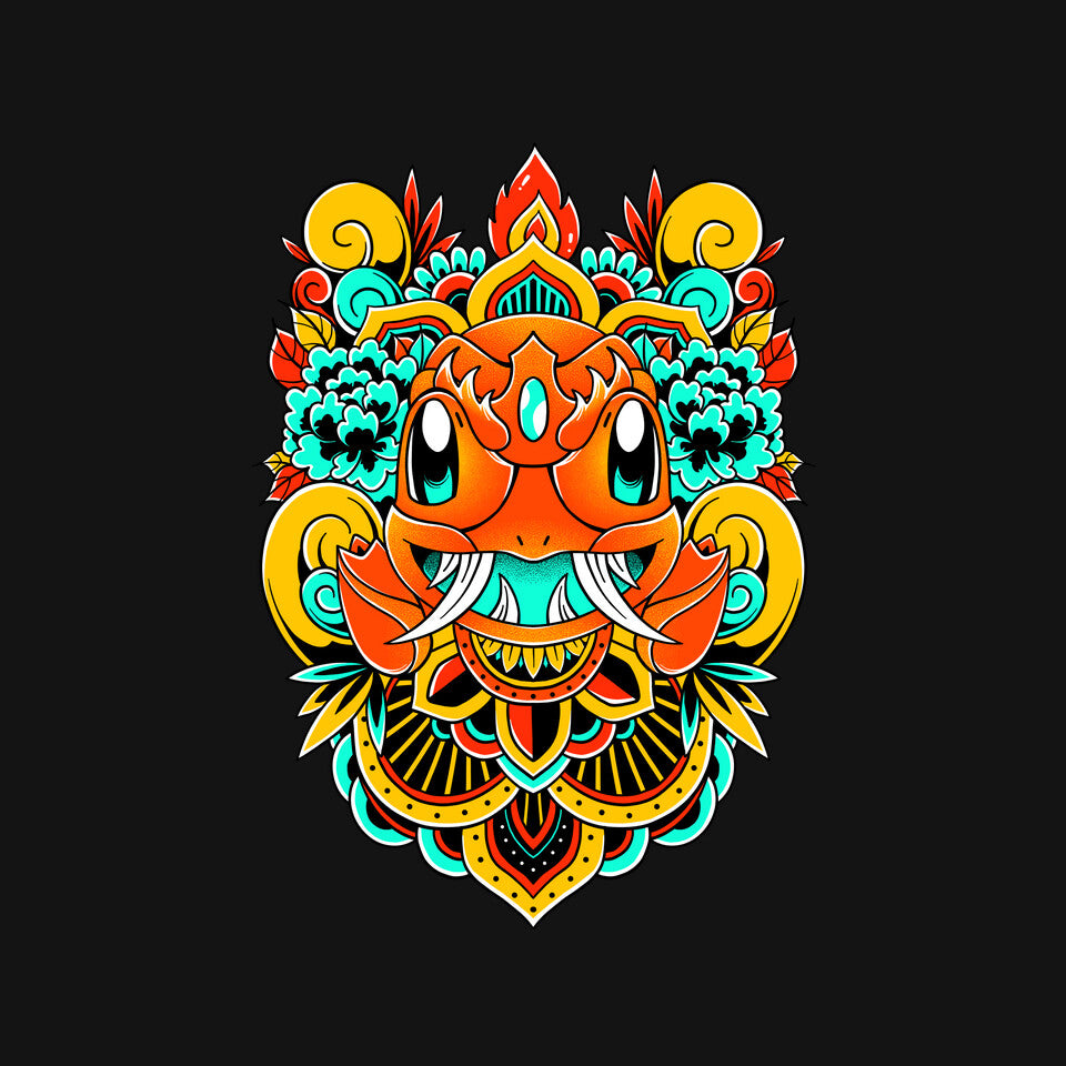 Fire Monster – Anime Graphic T-Shirt design artwork for black graphic T-shirt