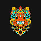 Fire Monster – Anime Graphic T-Shirt design artwork for black graphic T-shirt