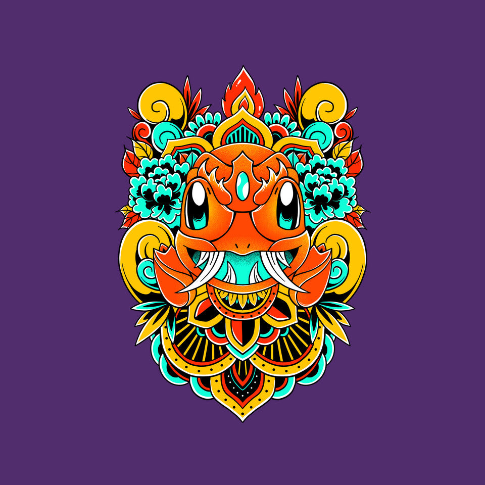 Fire Monster – Anime Graphic T-Shirt design artwork for purple graphic T-shirt