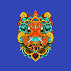 Fire Monster – Anime Graphic T-Shirt design artwork for royal blue graphic T-shirt