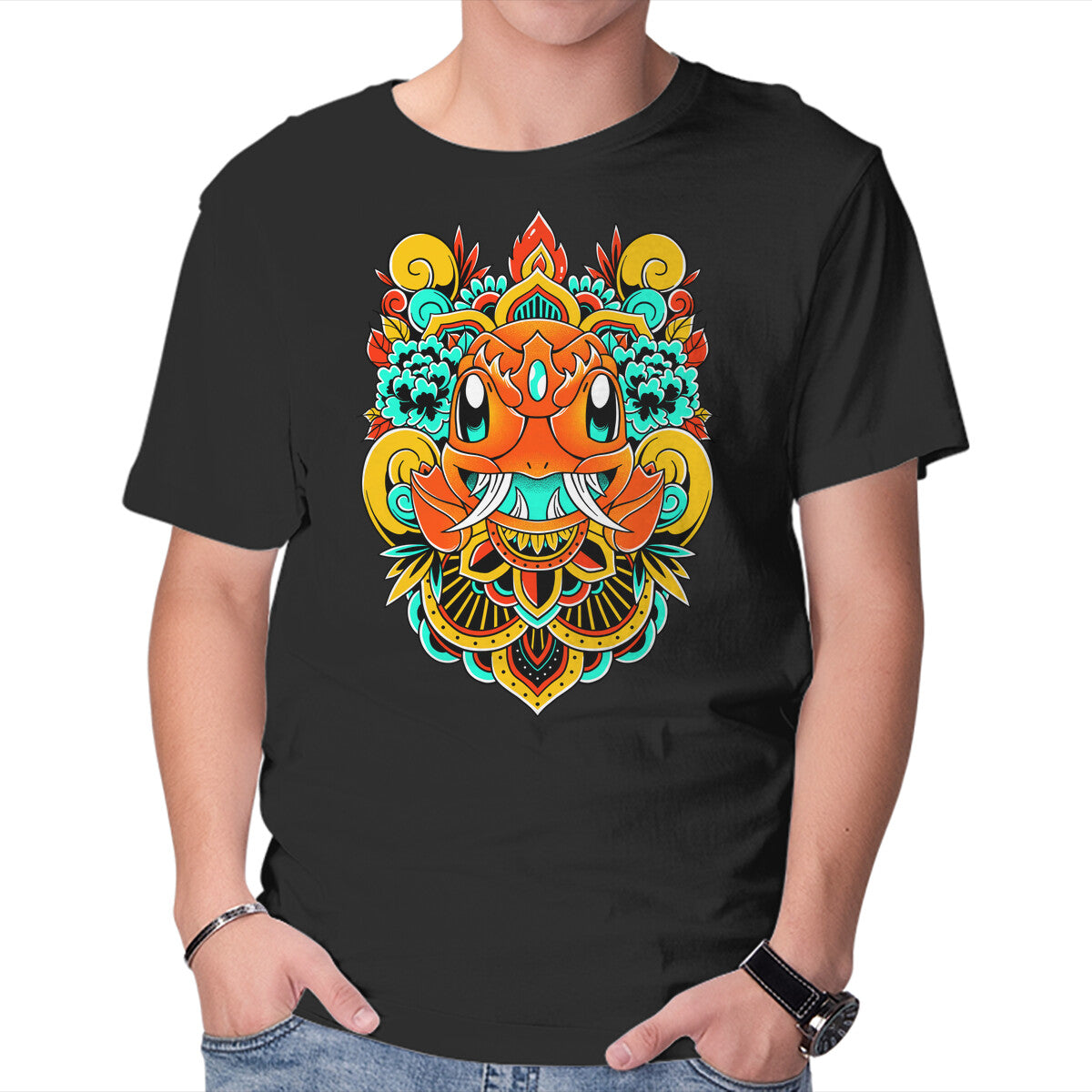 Fire Monster – Anime Graphic T-Shirt in black, product display