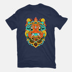 Fire Monster – Anime Graphic T-Shirt in navy, flat-lay product view