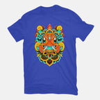 Fire Monster – Anime Graphic T-Shirt in royal blue, flat-lay product view