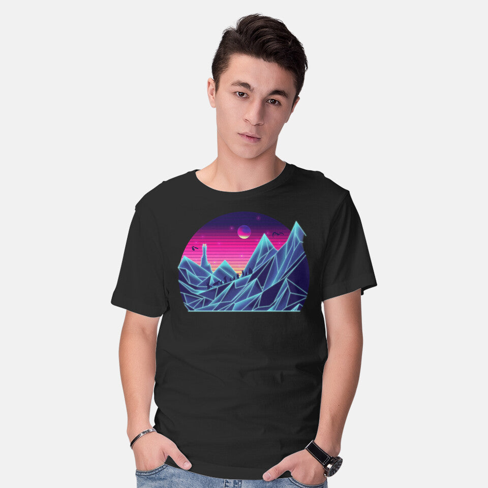 Model wearing black Rad Fellowship – Fantasy Graphic T-Shirt