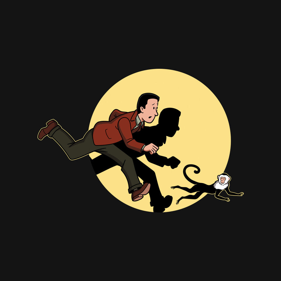 The Adventures Of Ross And Marcel Graphic T-Shirt design artwork for black graphic T-shirt