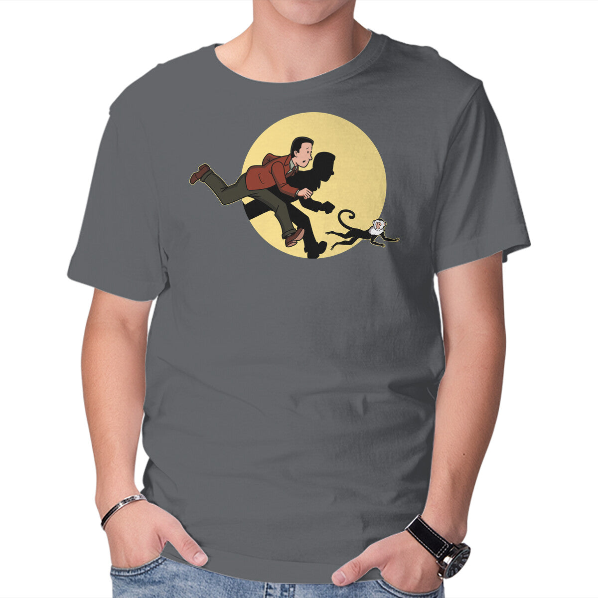 The Adventures Of Ross And Marcel Graphic T-Shirt in charcoal, product display
