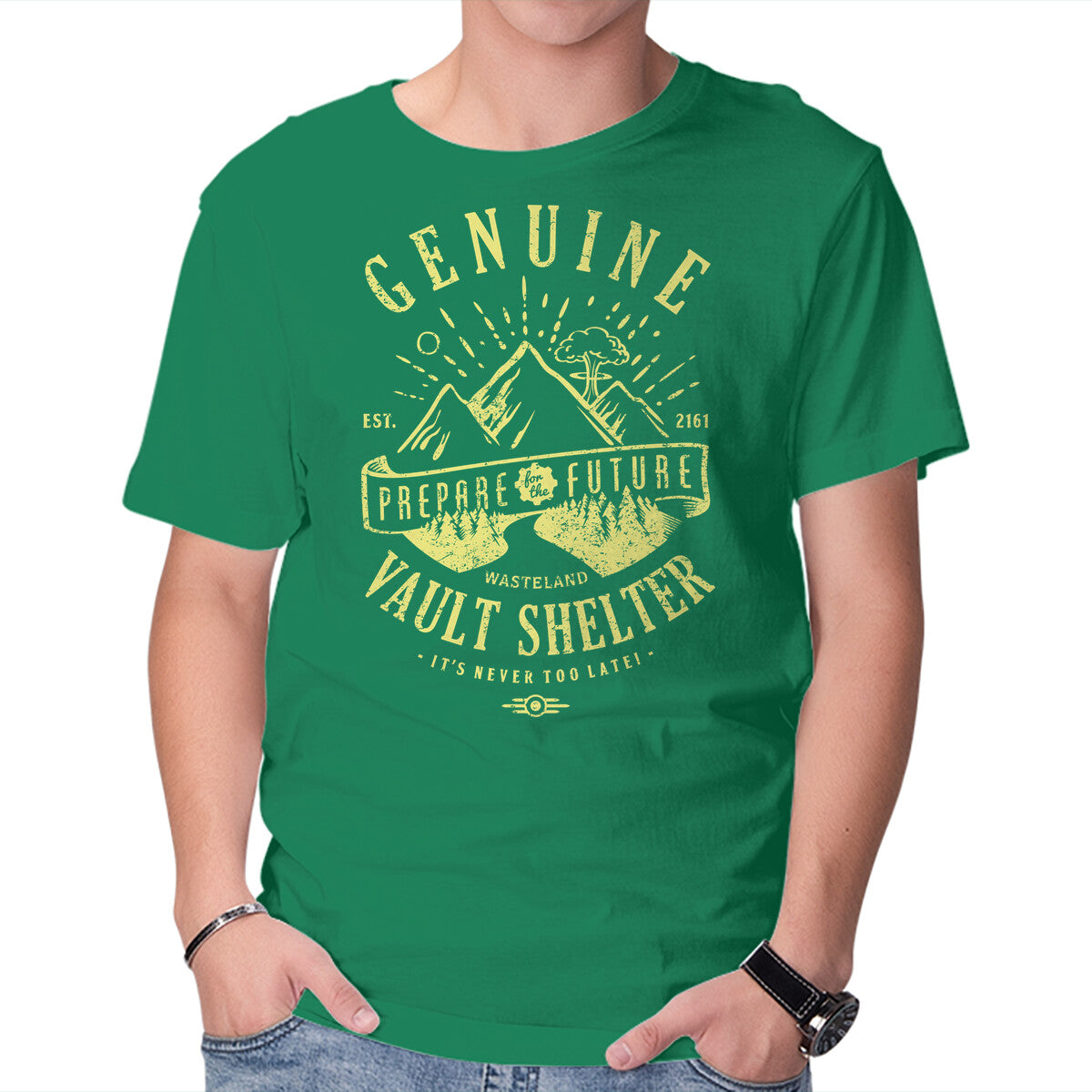Genuine Vault – Gaming Graphic T-Shirt in green, product display