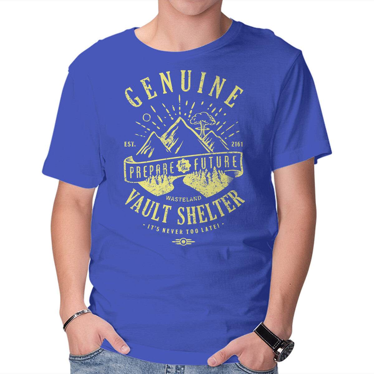 Genuine Vault – Gaming Graphic T-Shirt in royal blue, product display