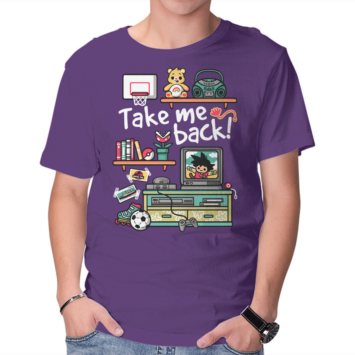 Take Me Back To My Childhood Days – Anime Graphic T-Shirt in purple, product display