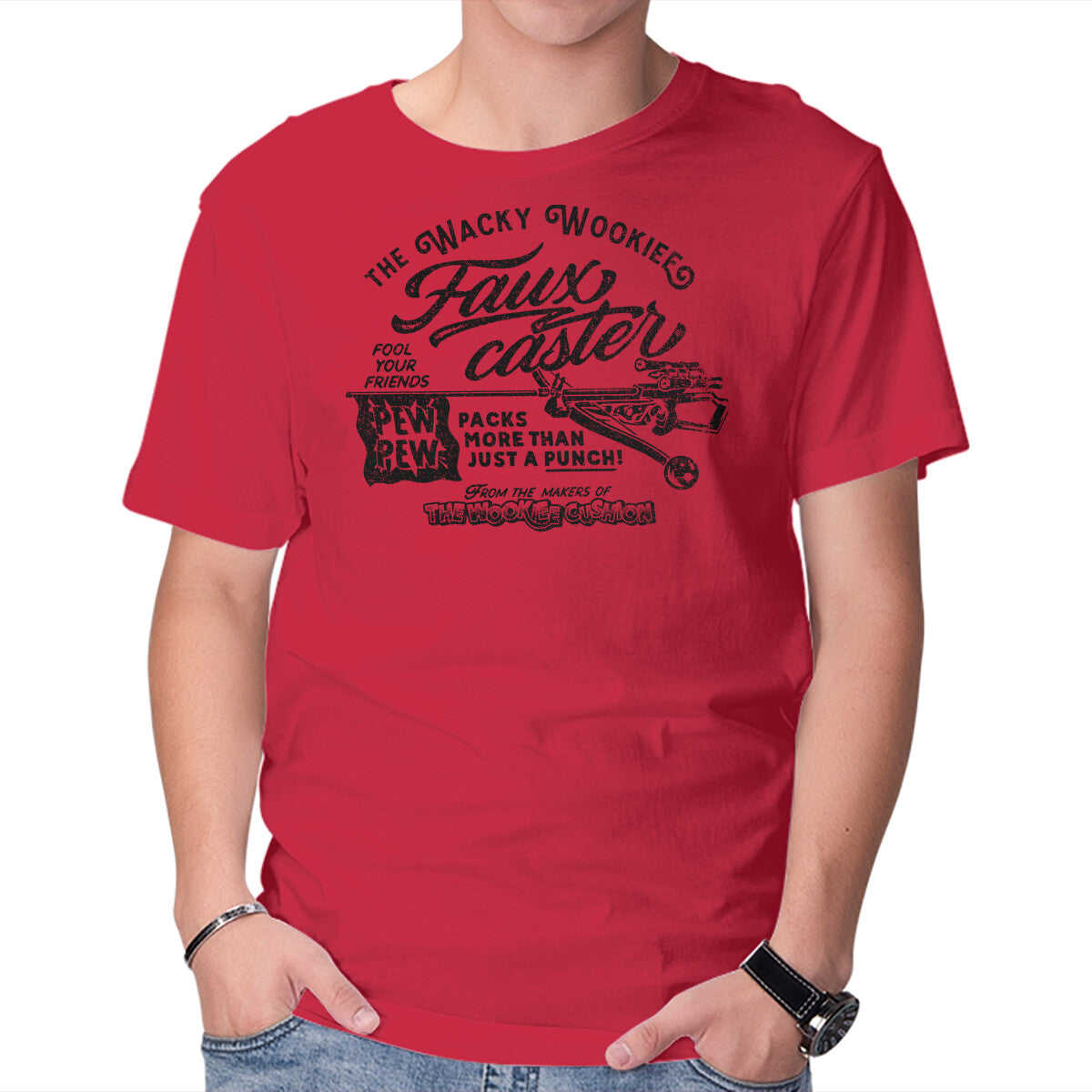 Fauxcaster – Sci-Fi Graphic T-Shirt in red, product display