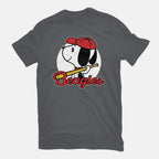 Comic Beagle Baseball – Dog Graphic T-Shirt in charcoal, flat-lay product view