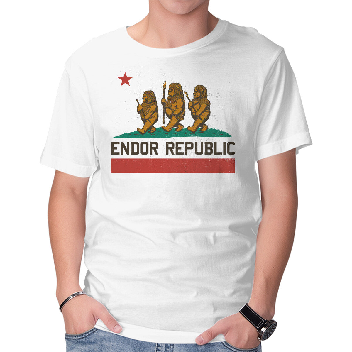 Endor Republic – Sci-Fi Graphic T-Shirt in white, product display