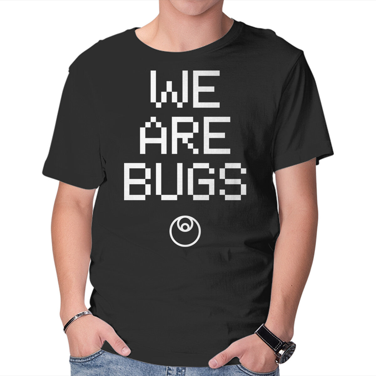 We Are Bugs – Sci-Fi Graphic T-Shirt in black, product display