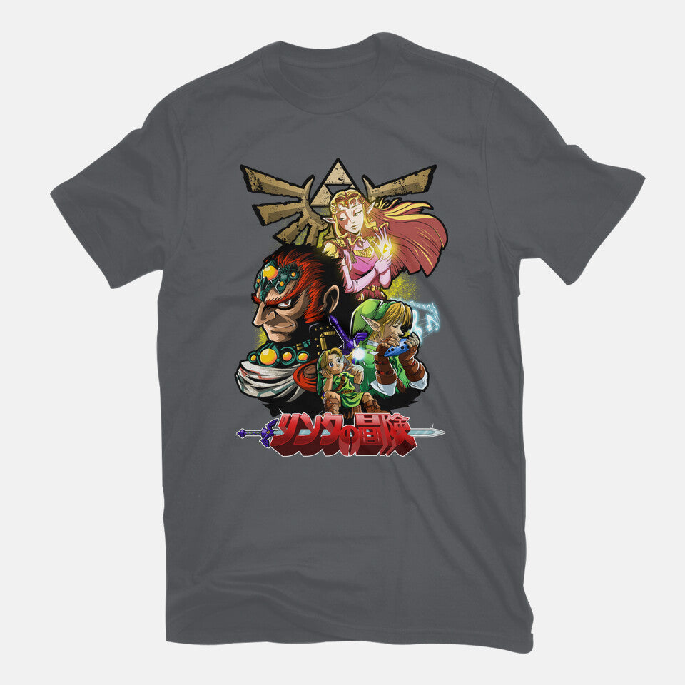 Hyrule Force – Gaming Graphic T-Shirt in charcoal, flat-lay product view