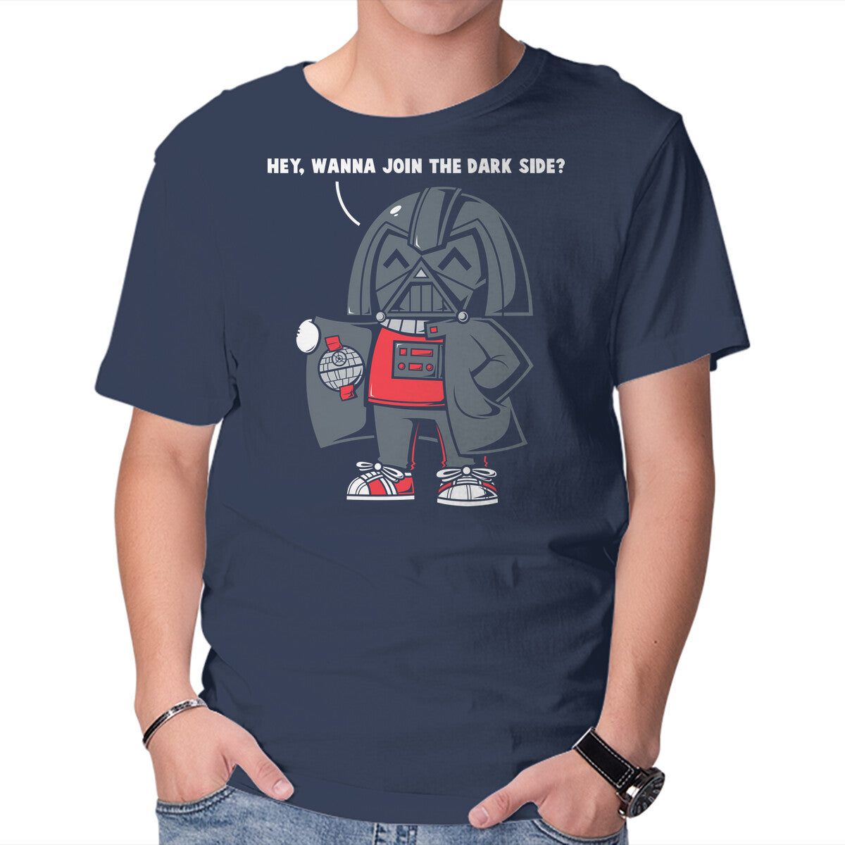 Join The Dark Side – Sci-Fi Graphic T-Shirt in navy, product display