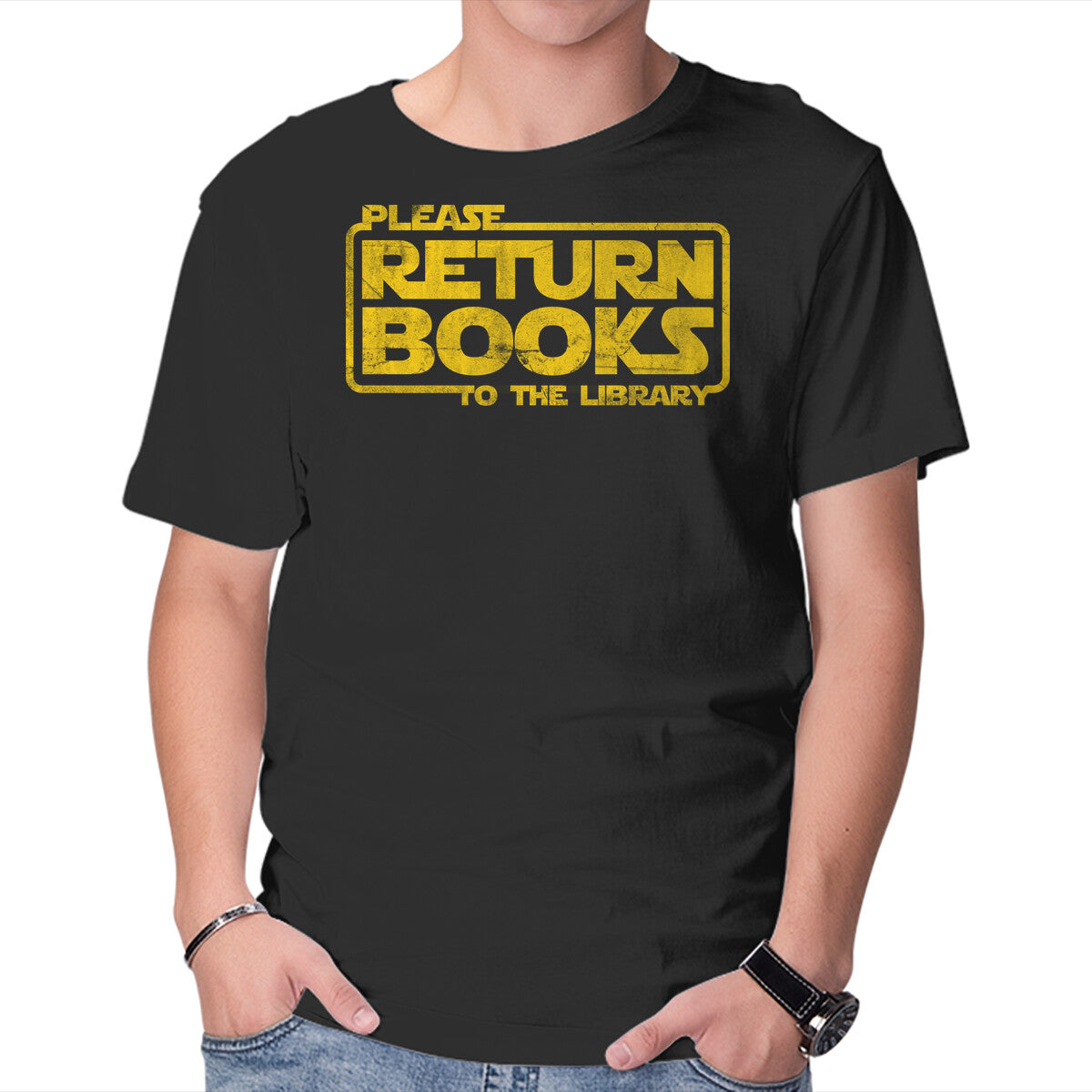The Return Of The Books – Sci-Fi Graphic T-Shirt in black, product display