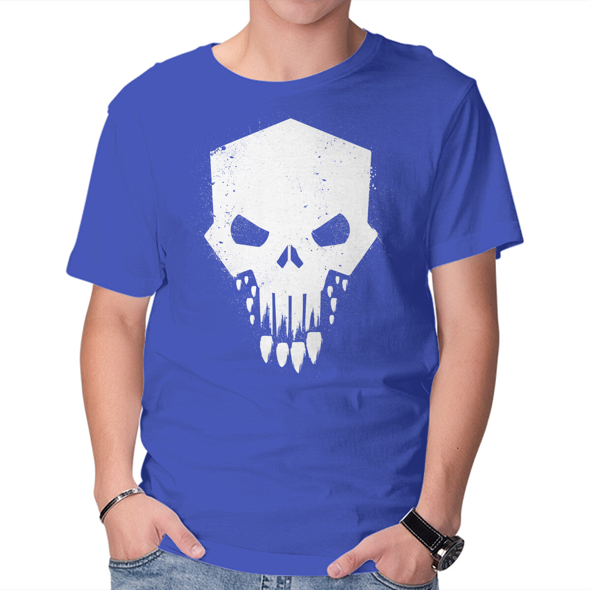 Helldivers Punisher – Gaming Graphic T-Shirt in royal blue, product display