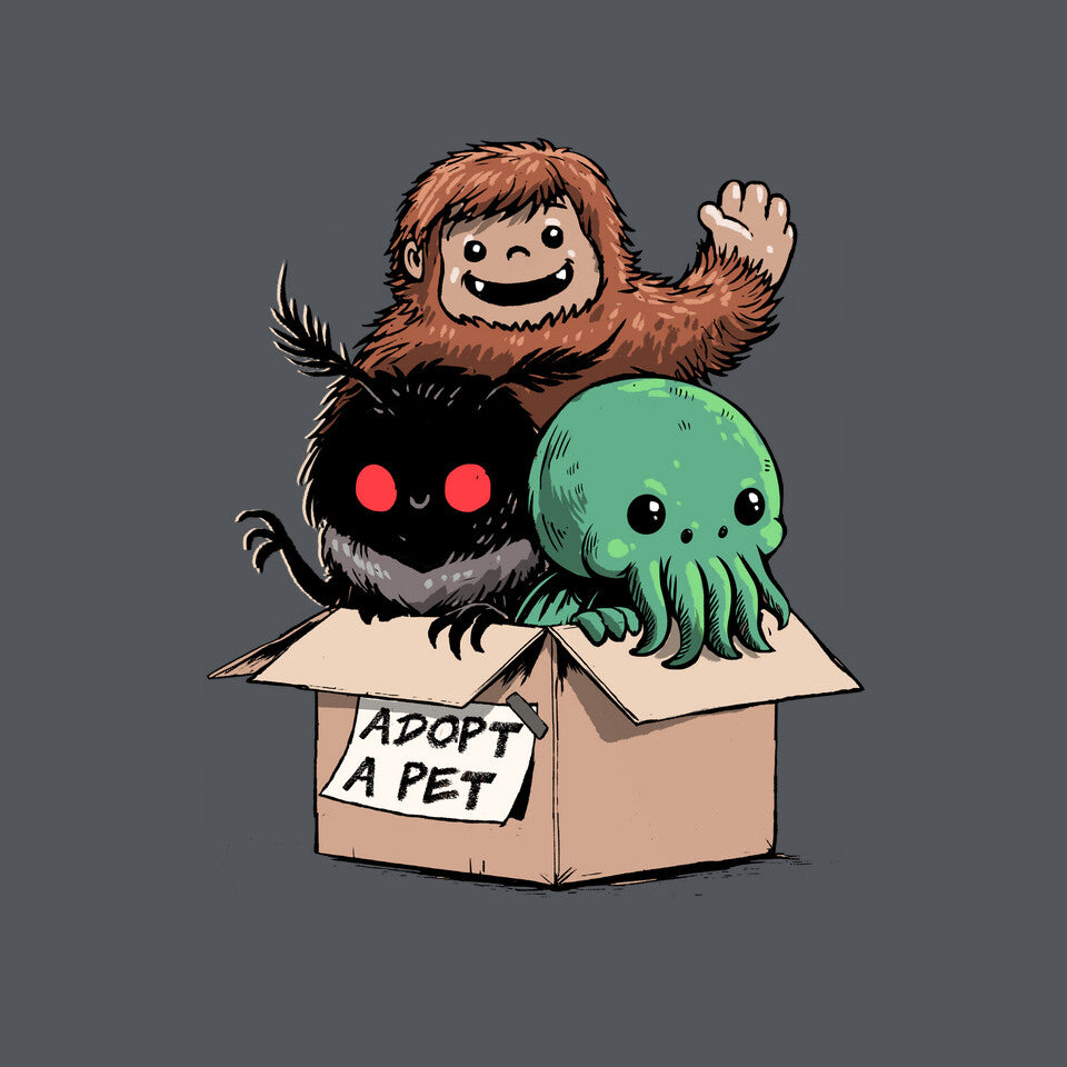 Adopt A Pet – Horror Graphic T-Shirt design artwork for charcoal graphic T-shirt
