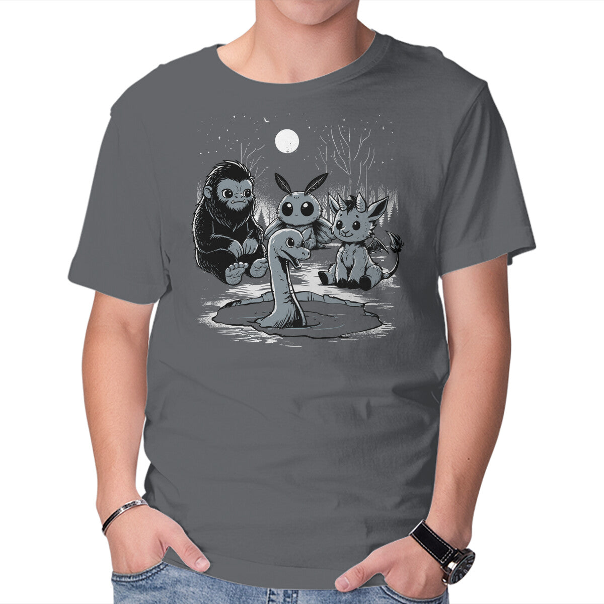Cryptids – Animal Graphic T-Shirt in charcoal, product display