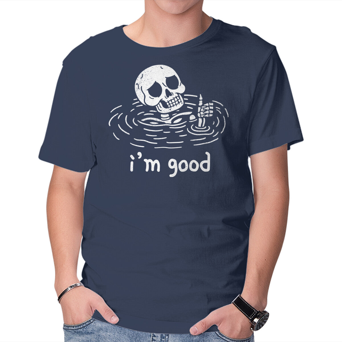 I'm Good – Horror Graphic T-Shirt in navy, product display