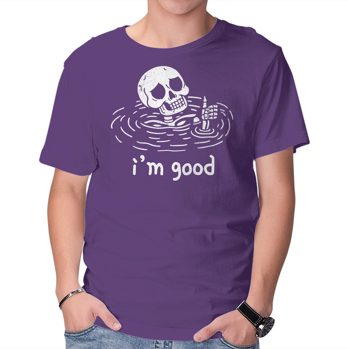I'm Good – Horror Graphic T-Shirt in purple, product display