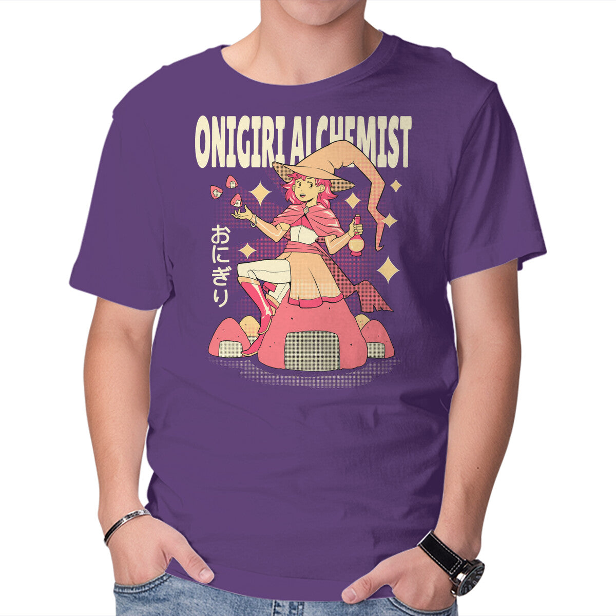 Onigiri Alchemist – Horror Graphic T-Shirt in purple, product display