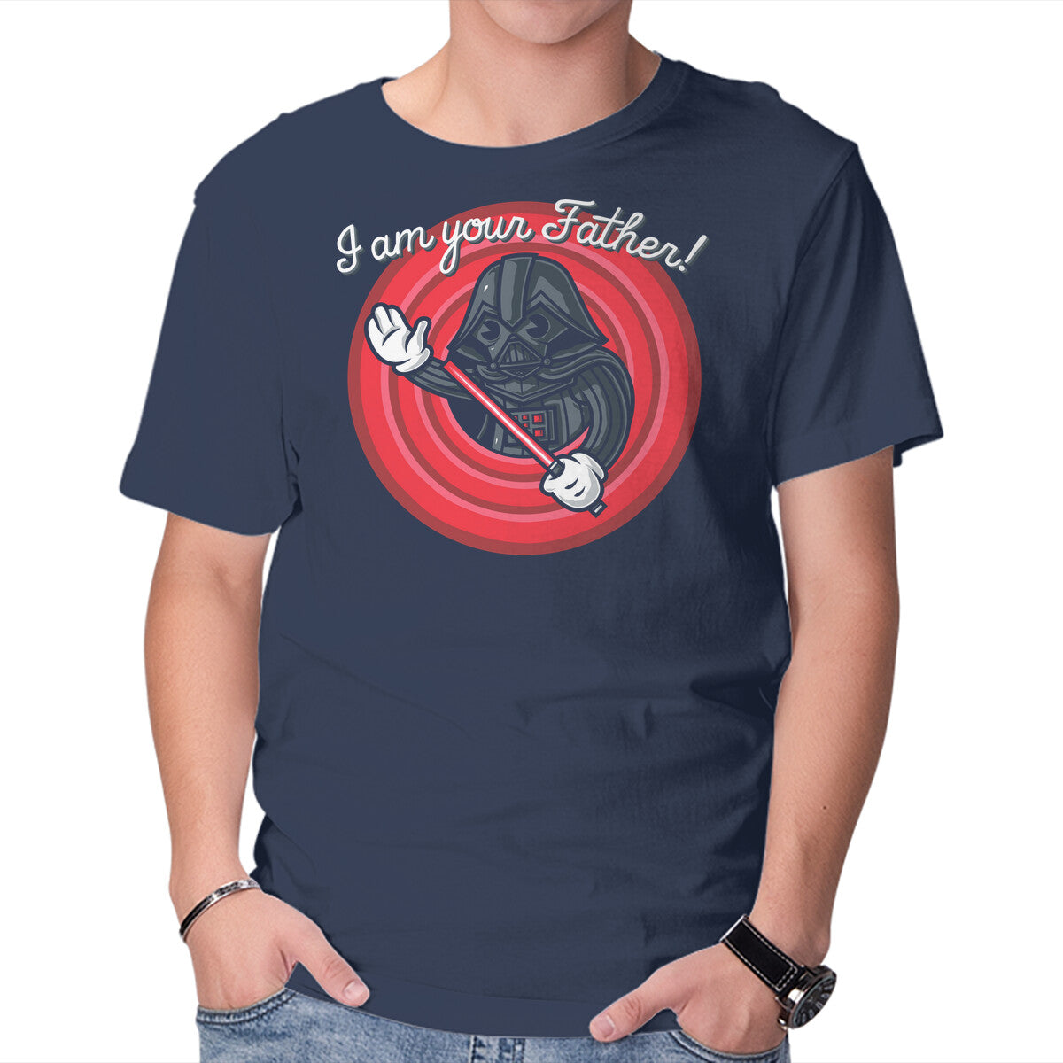 I Am Your Father Folks – Sci-Fi Graphic T-Shirt in navy, product display