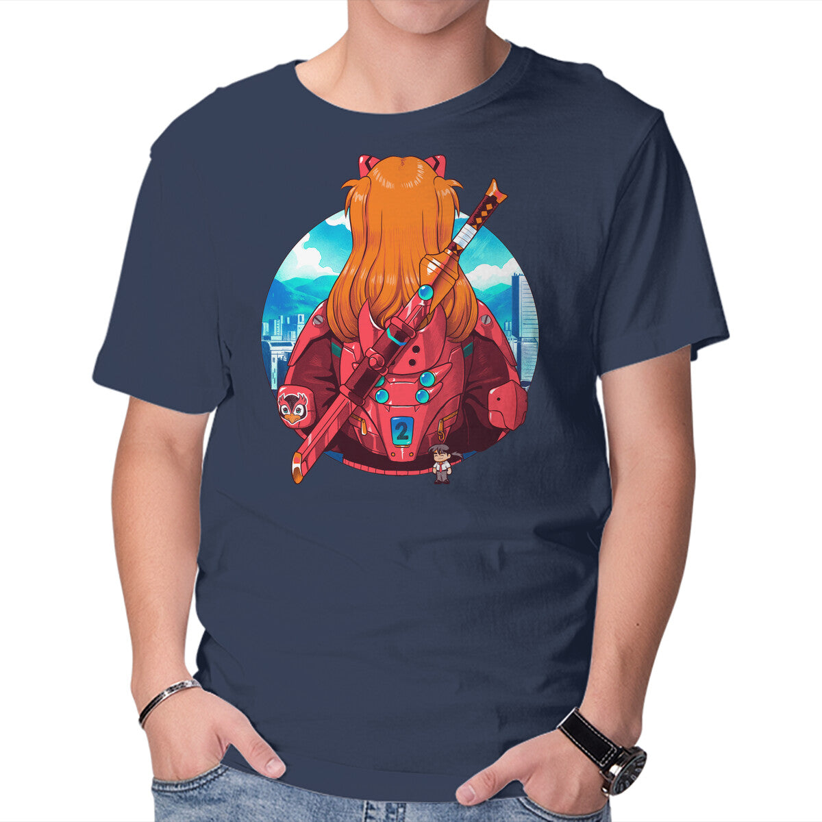Second Summer – Anime Graphic T-Shirt in navy, product display