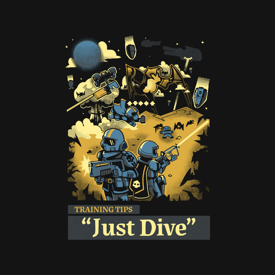 Training Tip Just Dive – Gaming Graphic T-Shirt design artwork for black graphic T-shirt