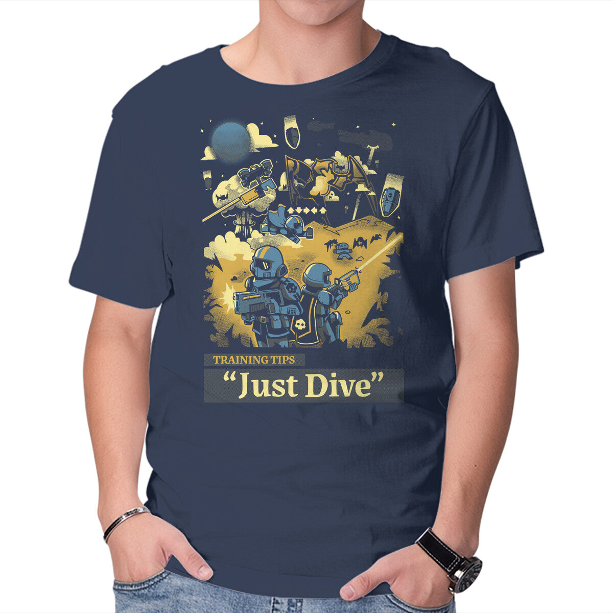 Training Tip Just Dive – Gaming Graphic T-Shirt in navy, product display