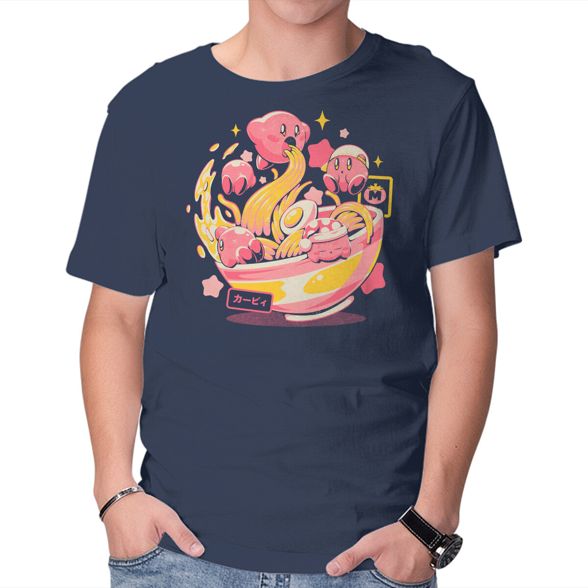 Pink Bowl – Anime Graphic T-Shirt in navy, product display